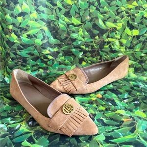 Tommy Hilfiger Tan Gold Flats with Fringe Detail